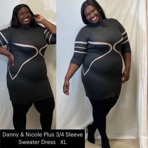 3/4 Sleeve Sweater Dress, Plus Size
